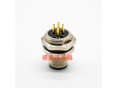 德索公插A扣180°PCB板安裝后鎖5芯M12防水傳感連接器