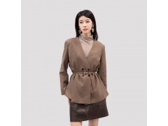 IRENENA女裝溫碧霞自創(chuàng)品牌雙排扣羊毛女西裝V領(lǐng)長袖外套